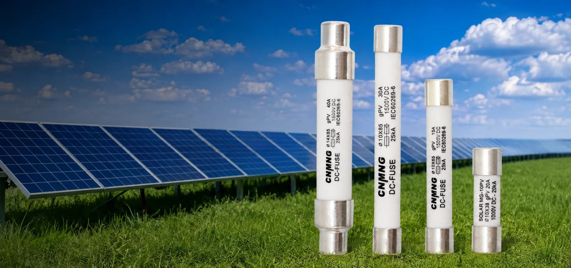 Four CNMNG photovoltaic fuse sizes with a solar power installation